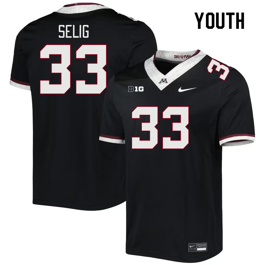 Youth #33 Ryan Selig Minnesota Golden Gophers College Football Jerseys Stitched-Black